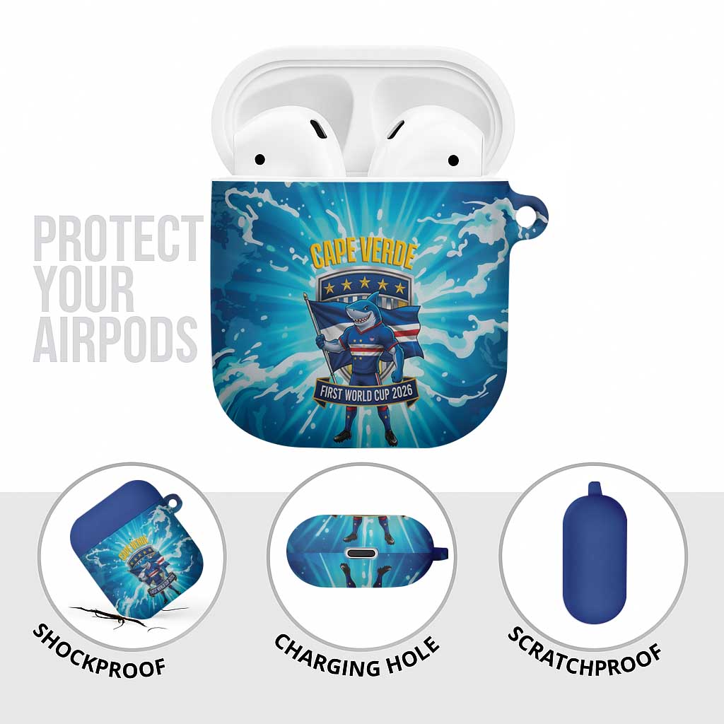 Blue Shark Cape Verde Football AirPods Case First World Cup 2026 - Wonder Print Shop
