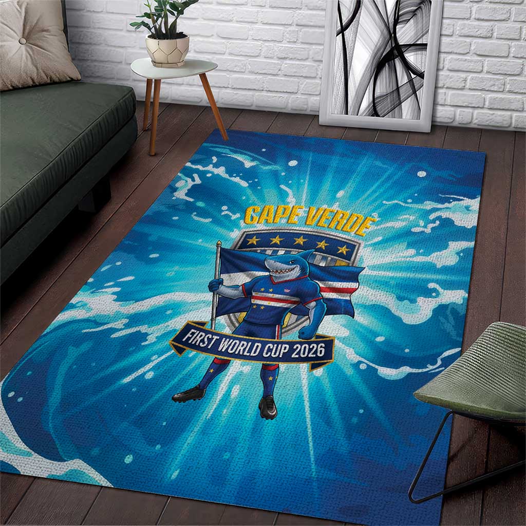 Blue Shark Cape Verde Football Area Rug First World Cup 2026 - Wonder Print Shop