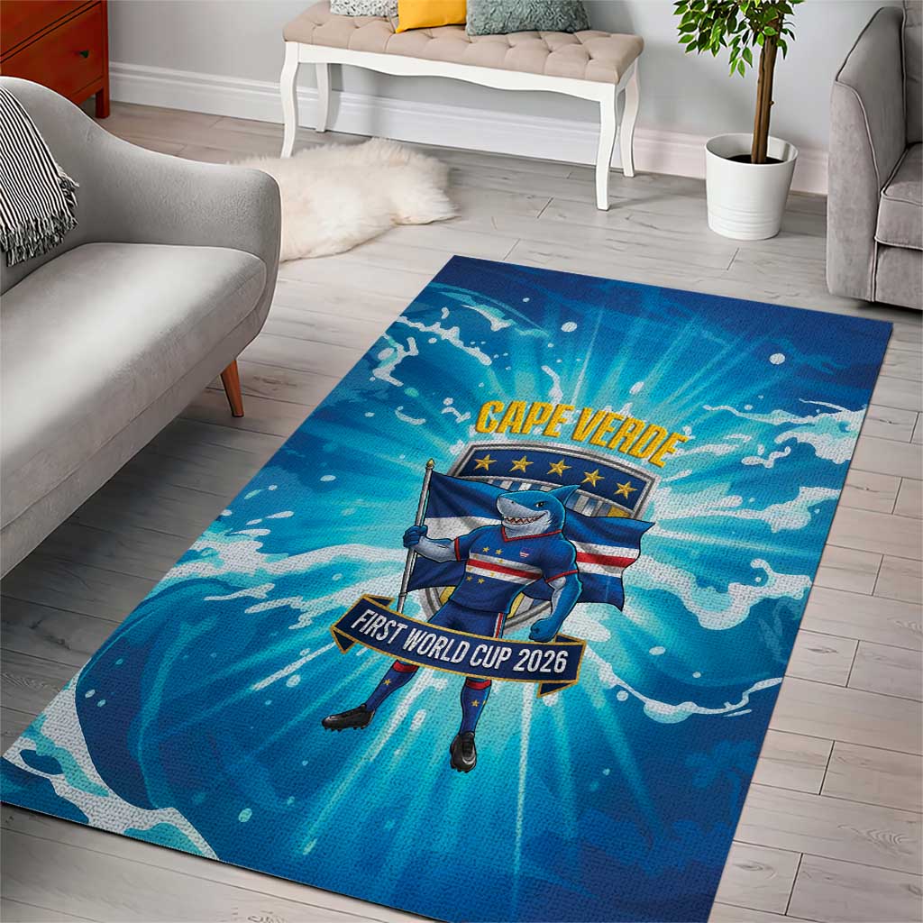 Blue Shark Cape Verde Football Area Rug First World Cup 2026 - Wonder Print Shop