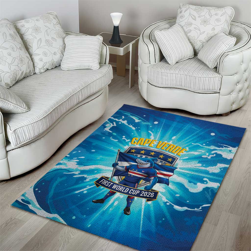 Blue Shark Cape Verde Football Area Rug First World Cup 2026 - Wonder Print Shop