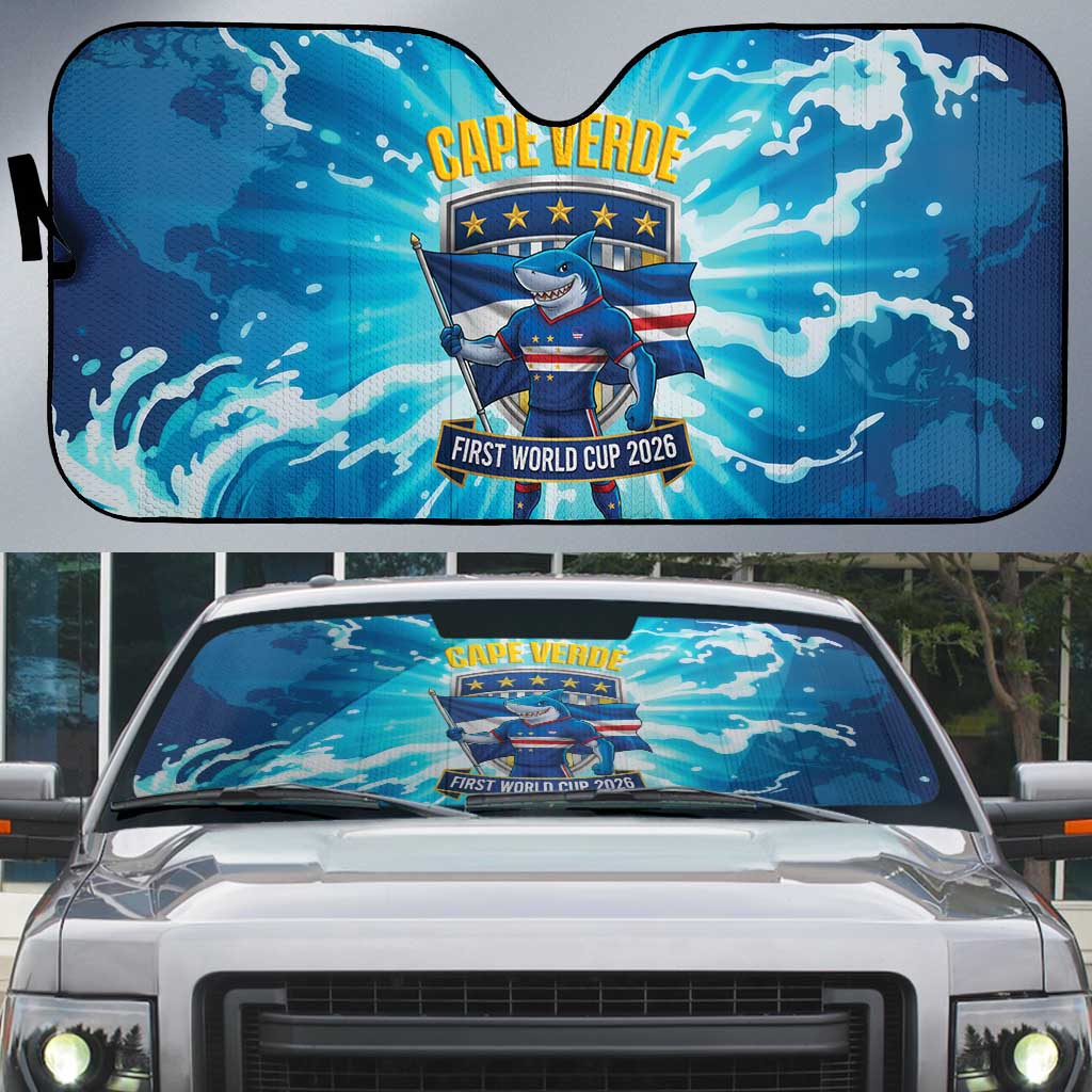 Blue Shark Cape Verde Football Auto Sun Shade First World Cup 2026 - Wonder Print Shop