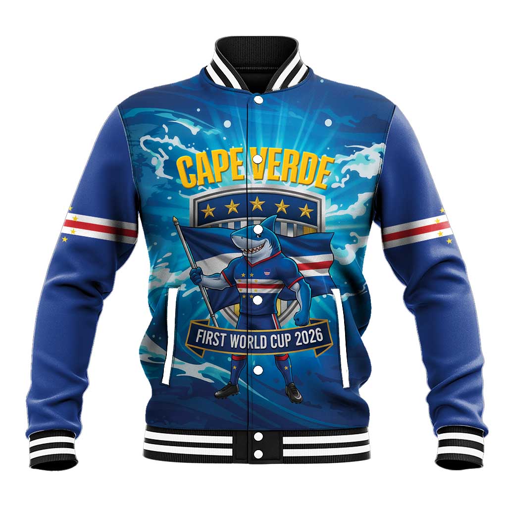 Blue Shark Cape Verde Football Baseball Jacket First World Cup 2026 - Wonder Print Shop