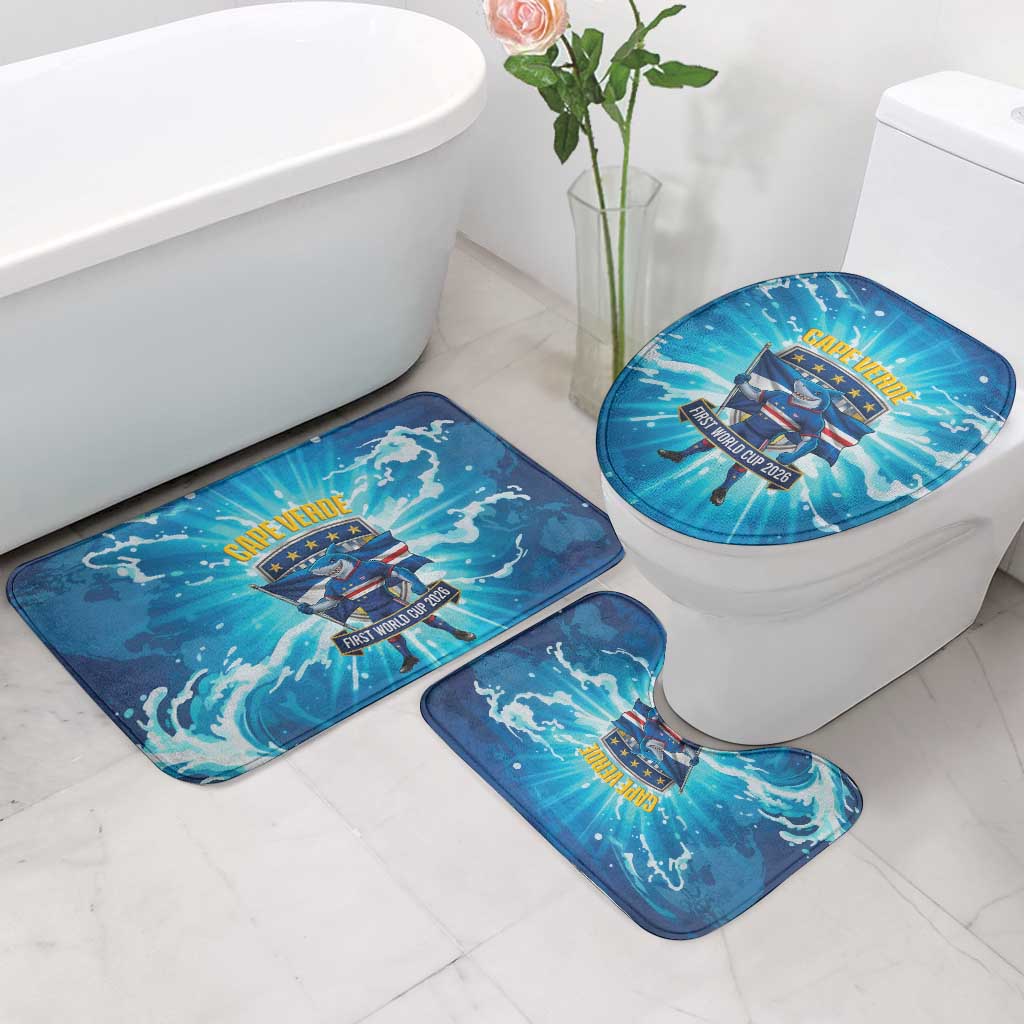 Blue Shark Cape Verde Football Bathroom Set First World Cup 2026 - Wonder Print Shop