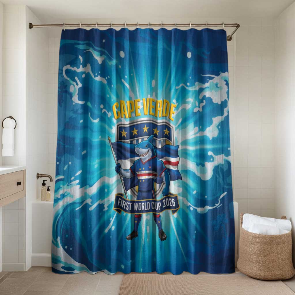 Blue Shark Cape Verde Football Bathroom Set First World Cup 2026 - Wonder Print Shop