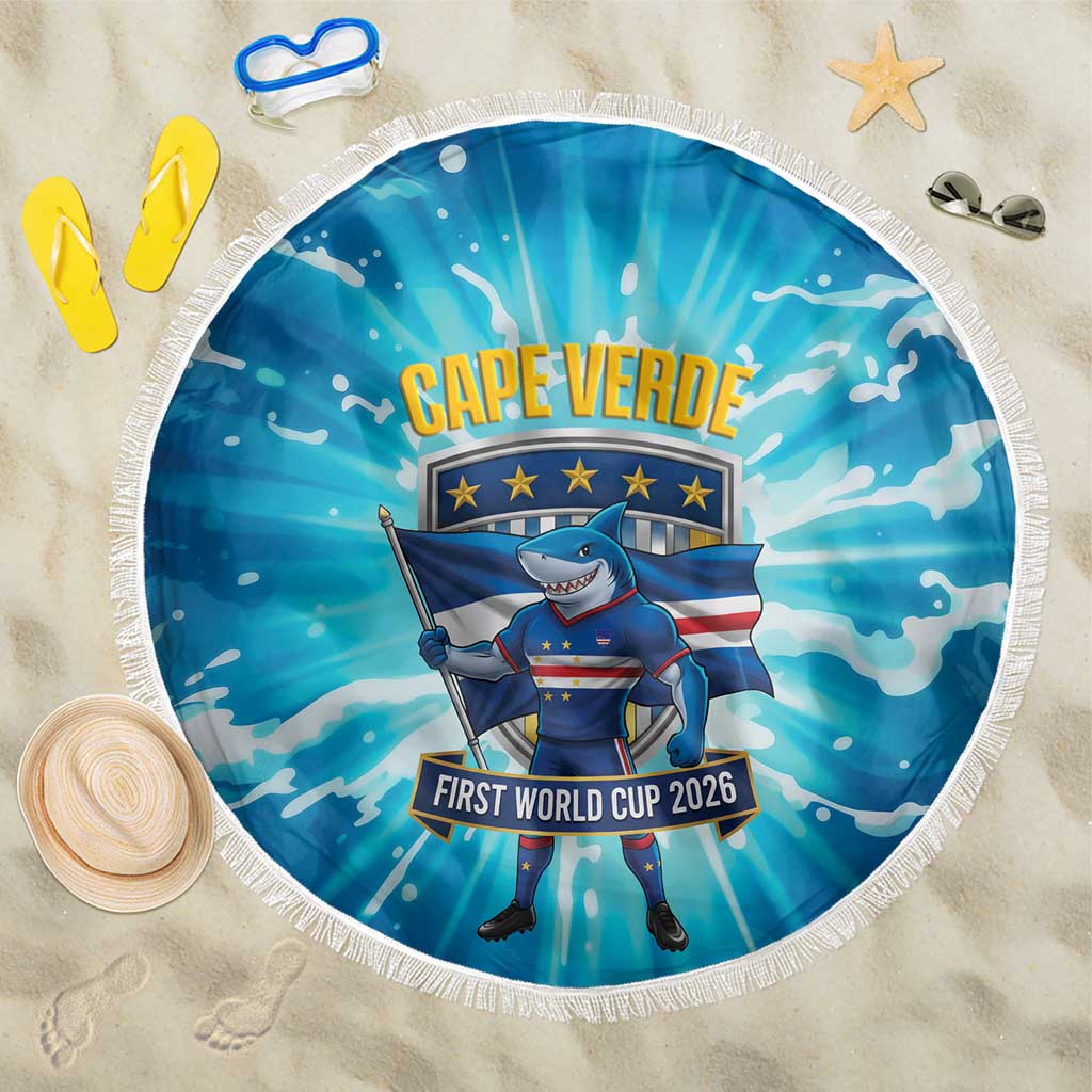 Blue Shark Cape Verde Football Beach Blanket First World Cup 2026 - Wonder Print Shop