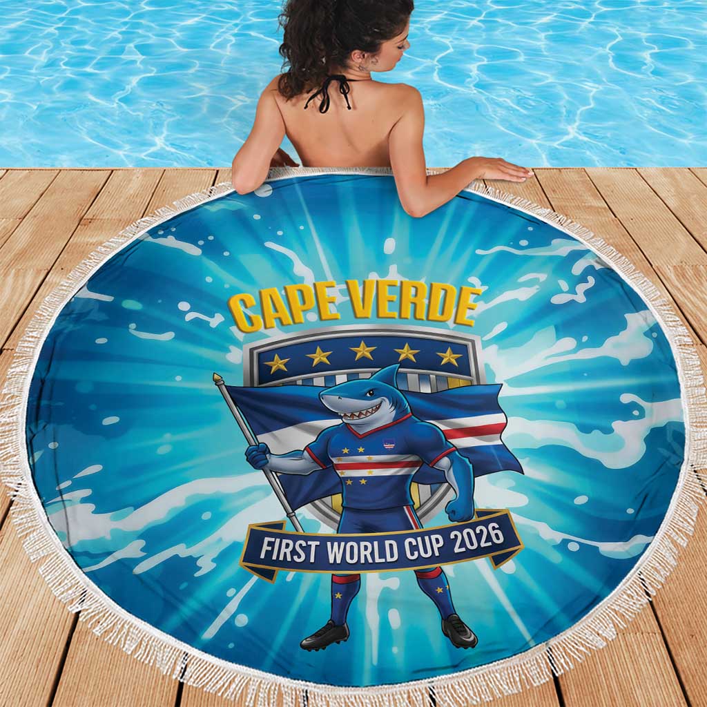 Blue Shark Cape Verde Football Beach Blanket First World Cup 2026 - Wonder Print Shop