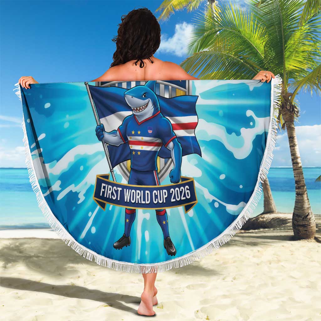 Blue Shark Cape Verde Football Beach Blanket First World Cup 2026 - Wonder Print Shop