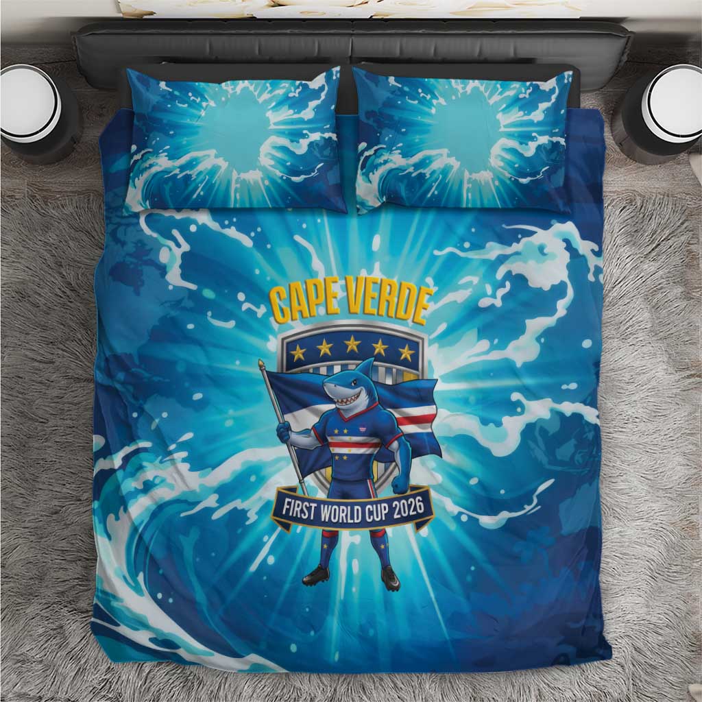 Blue Shark Cape Verde Football Bedding Set First World Cup 2026 - Wonder Print Shop