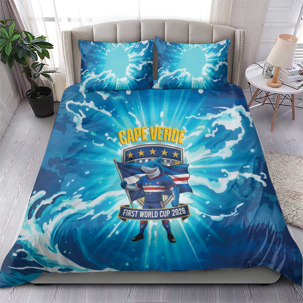 Blue Shark Cape Verde Football Bedding Set First World Cup 2026 - Wonder Print Shop