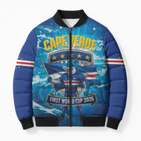Blue Shark Cape Verde Football Bomber Puffer Jacket First World Cup 2026 - Wonder Print Shop