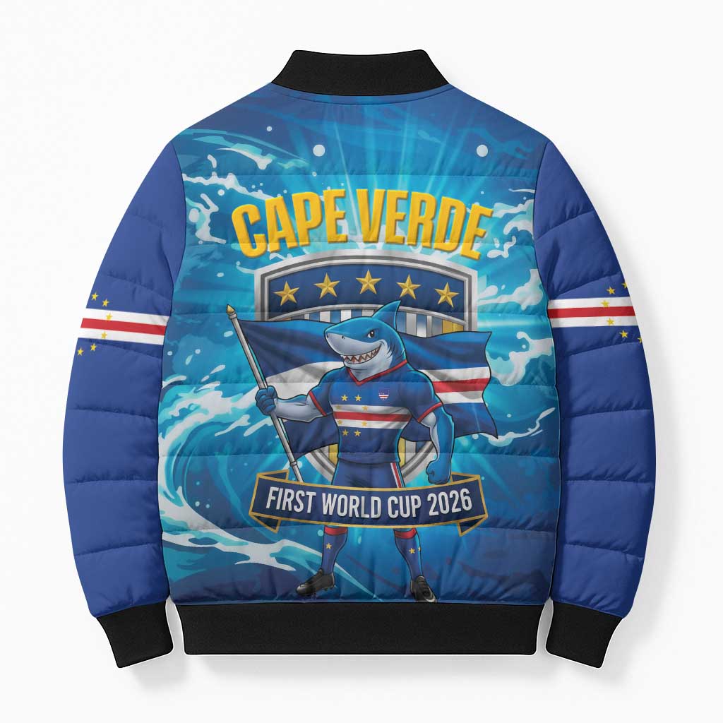 Blue Shark Cape Verde Football Bomber Puffer Jacket First World Cup 2026 - Wonder Print Shop