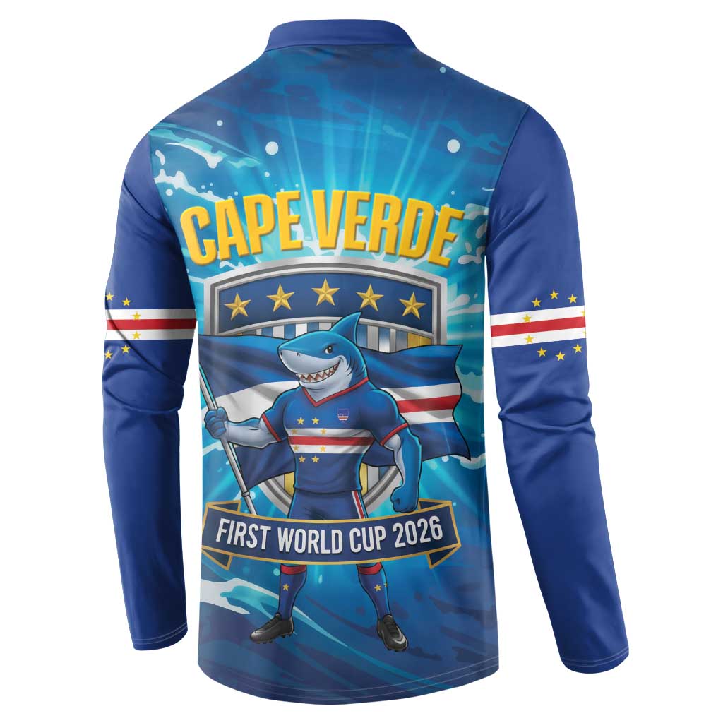 Blue Shark Cape Verde Football Button Sweatshirt First World Cup 2026 - Wonder Print Shop