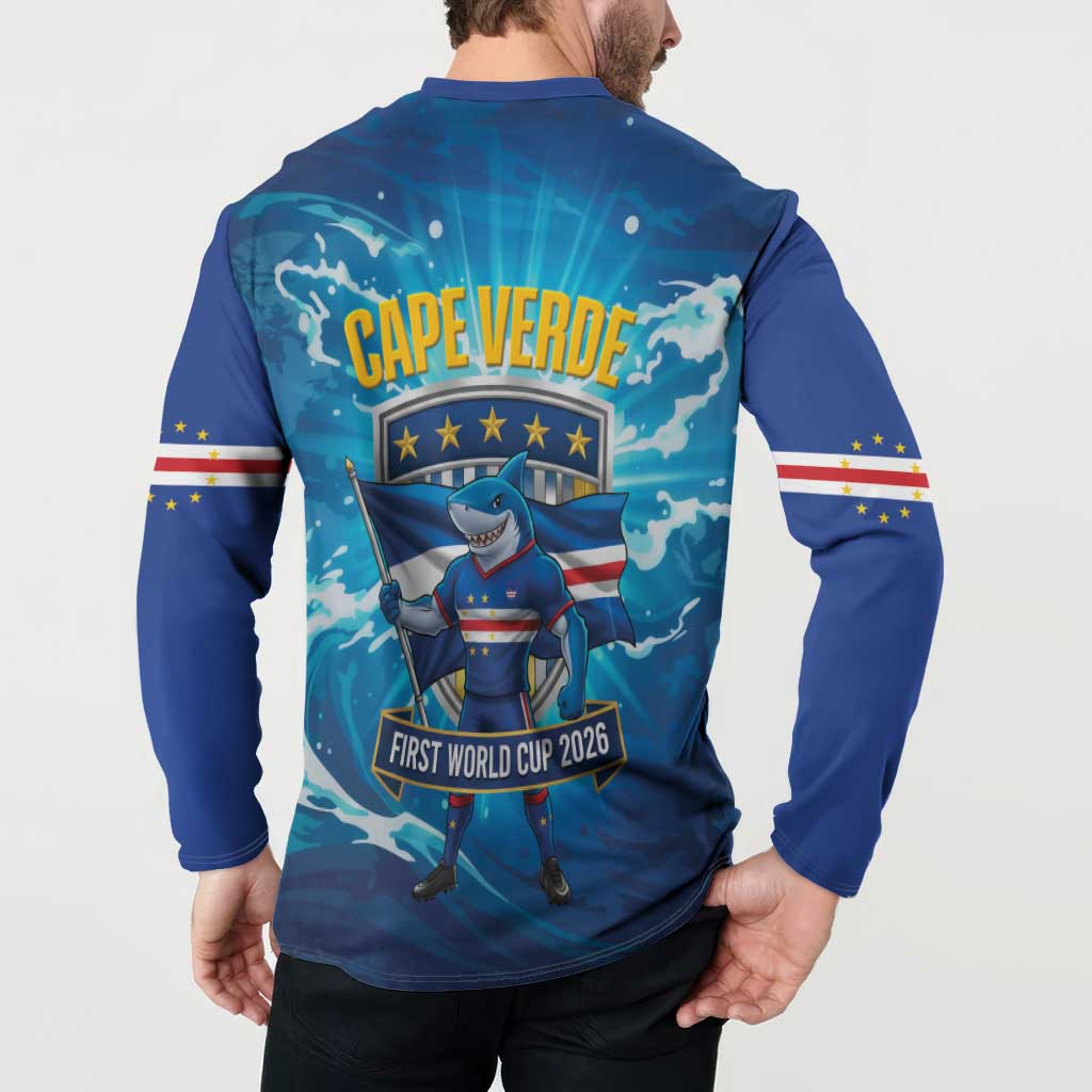 Blue Shark Cape Verde Football Button Sweatshirt First World Cup 2026 - Wonder Print Shop