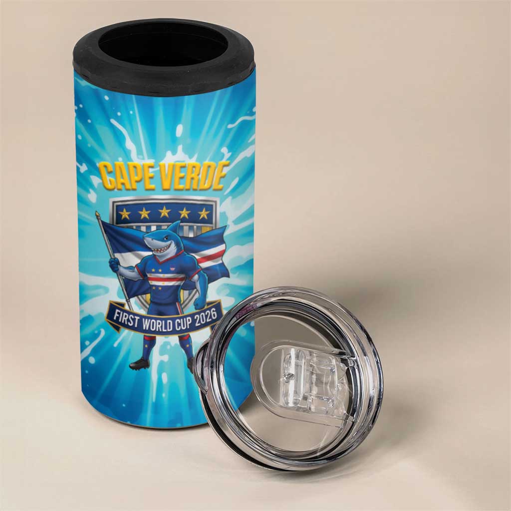 Blue Shark Cape Verde Football 4 in 1 Can Cooler Tumbler First World Cup 2026 - Wonder Print Shop