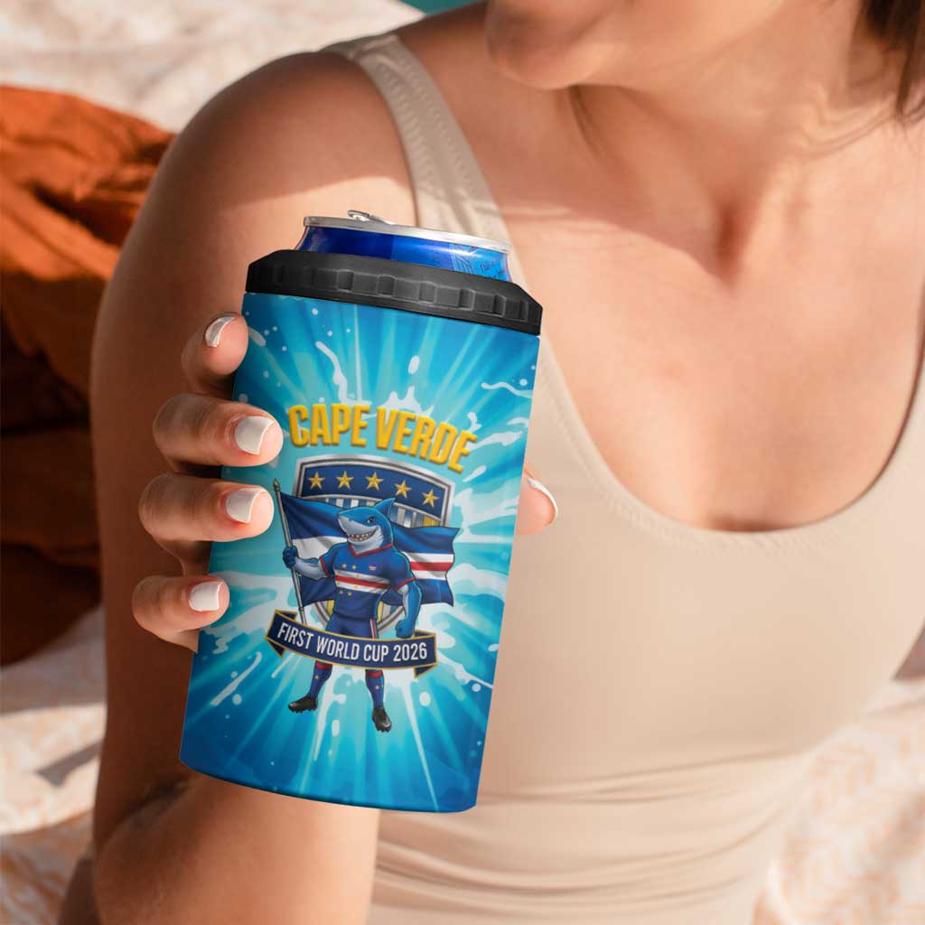 Blue Shark Cape Verde Football 4 in 1 Can Cooler Tumbler First World Cup 2026 - Wonder Print Shop