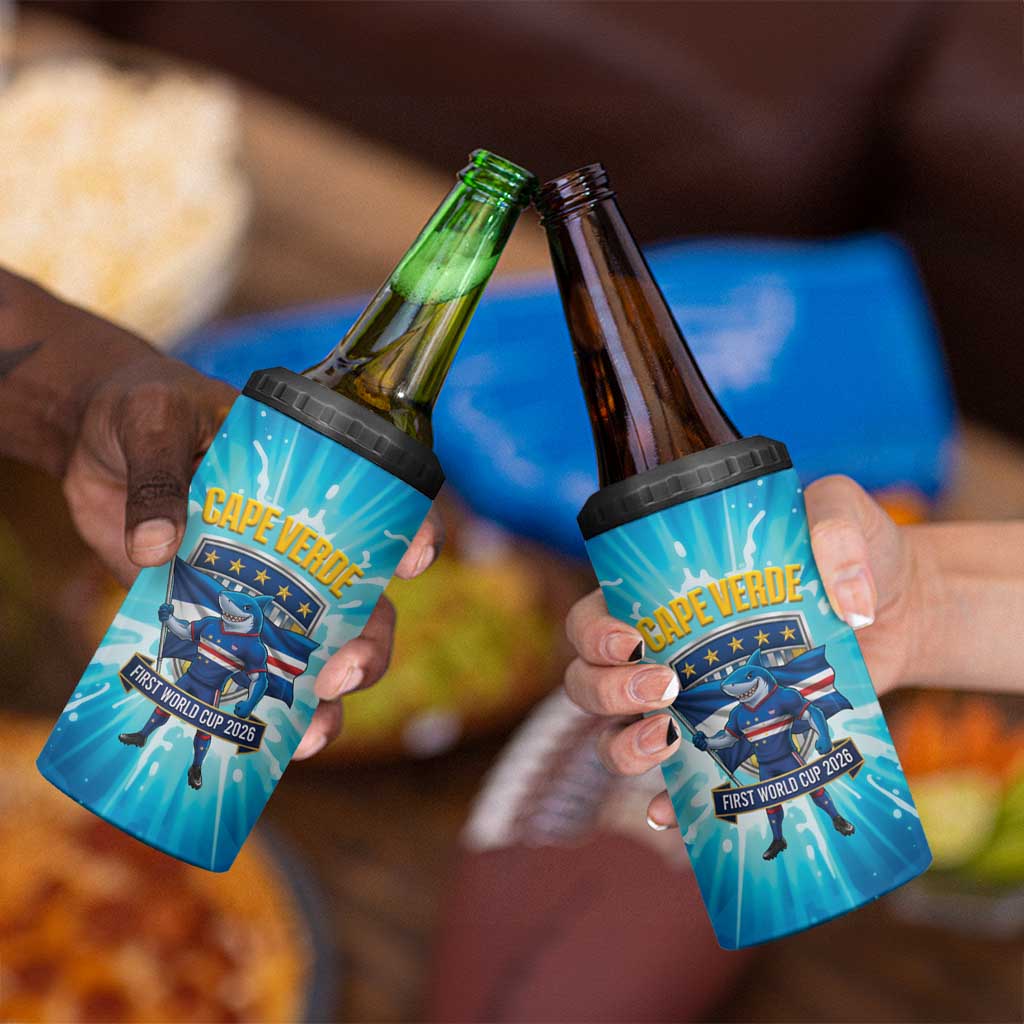 Blue Shark Cape Verde Football 4 in 1 Can Cooler Tumbler First World Cup 2026 - Wonder Print Shop