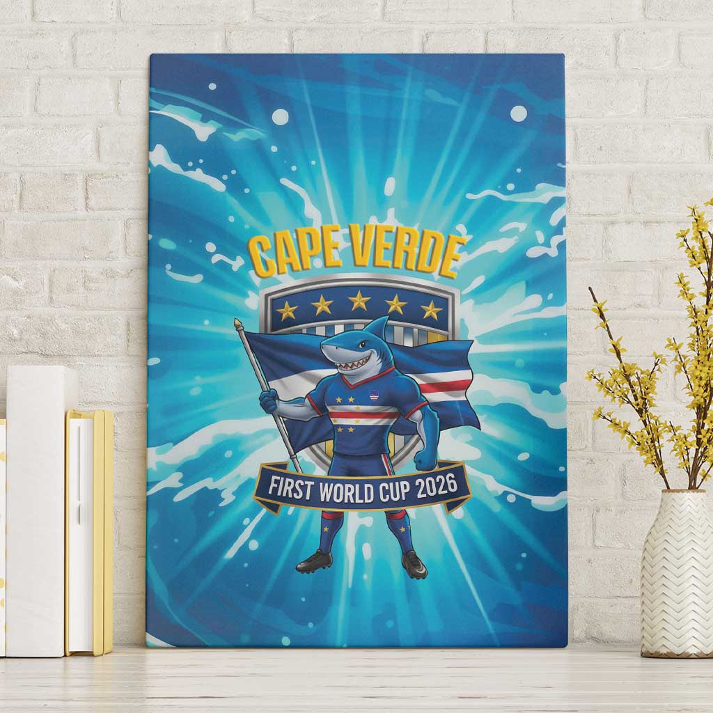 Blue Shark Cape Verde Football Canvas Wall Art First World Cup 2026 - Wonder Print Shop