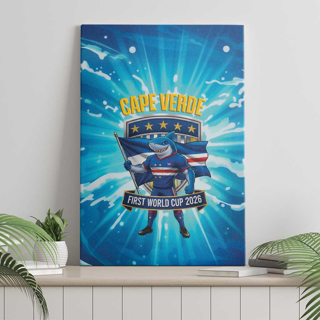 Blue Shark Cape Verde Football Canvas Wall Art First World Cup 2026 - Wonder Print Shop