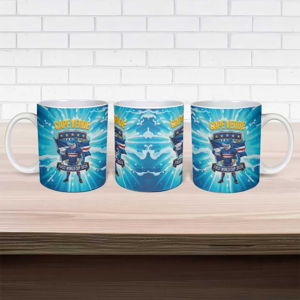 Blue Shark Cape Verde Football Ceramic Mug First World Cup 2026 - Wonder Print Shop