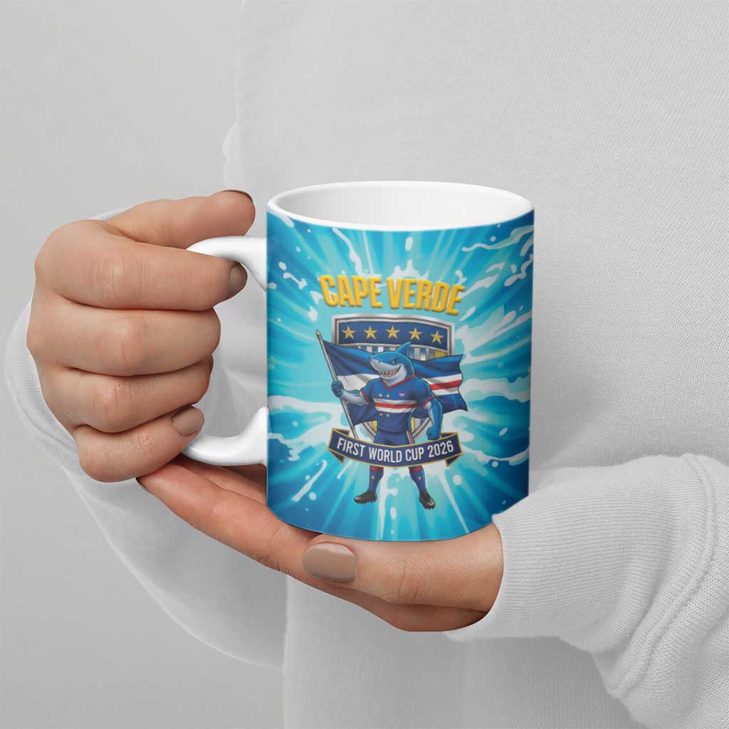Blue Shark Cape Verde Football Ceramic Mug First World Cup 2026 - Wonder Print Shop