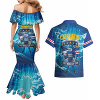 Blue Shark Cape Verde Football Couples Matching Mermaid Dress and Hawaiian Shirt First World Cup 2026 - Wonder Print Shop