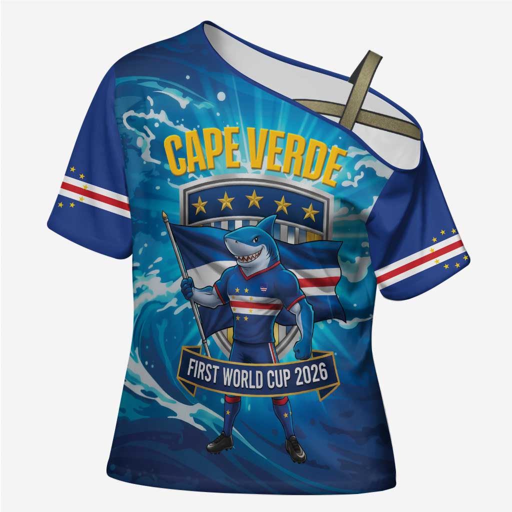 Blue Shark Cape Verde Football Cross Shoulder Shirt First World Cup 2026 - Wonder Print Shop