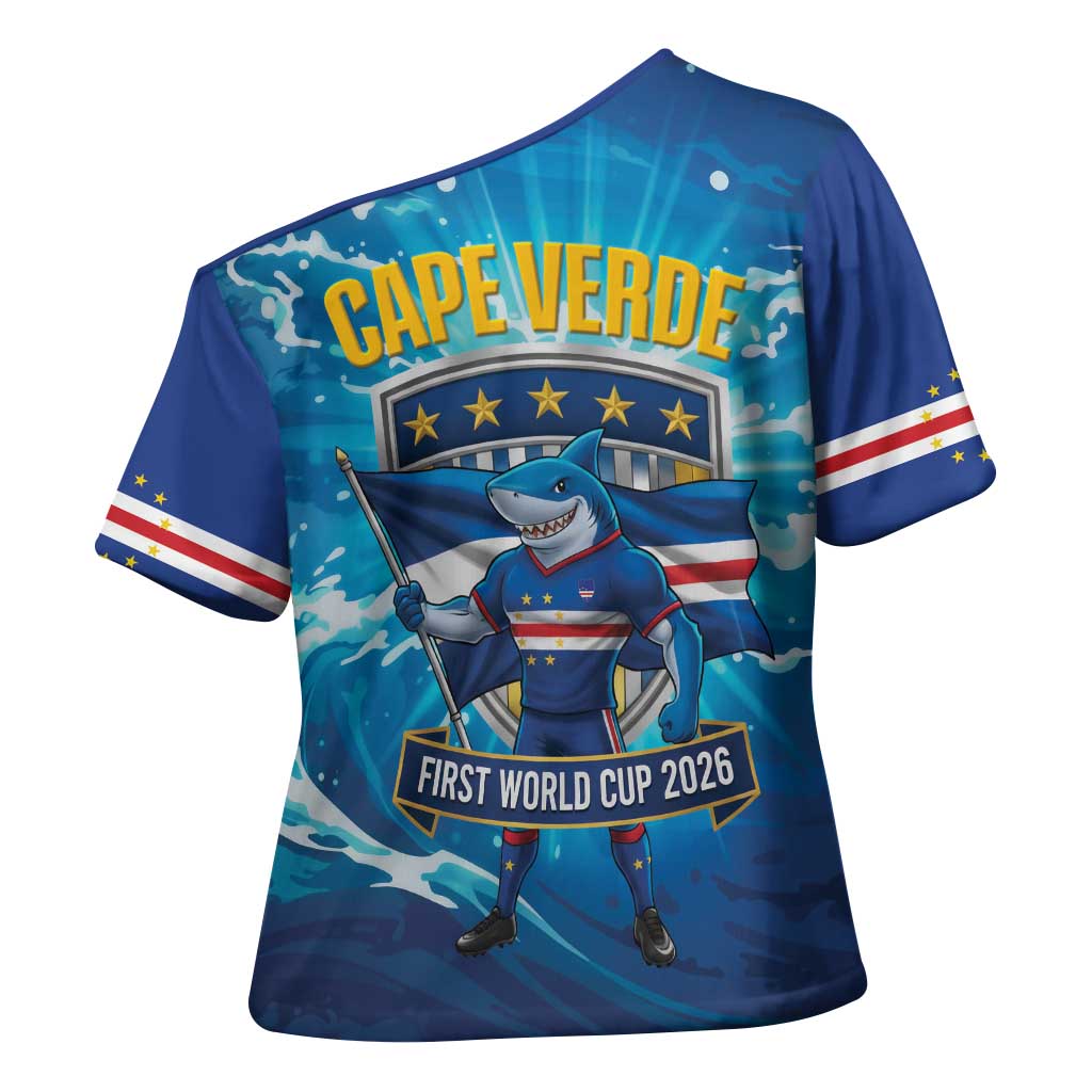 Blue Shark Cape Verde Football Cross Shoulder Shirt First World Cup 2026 - Wonder Print Shop