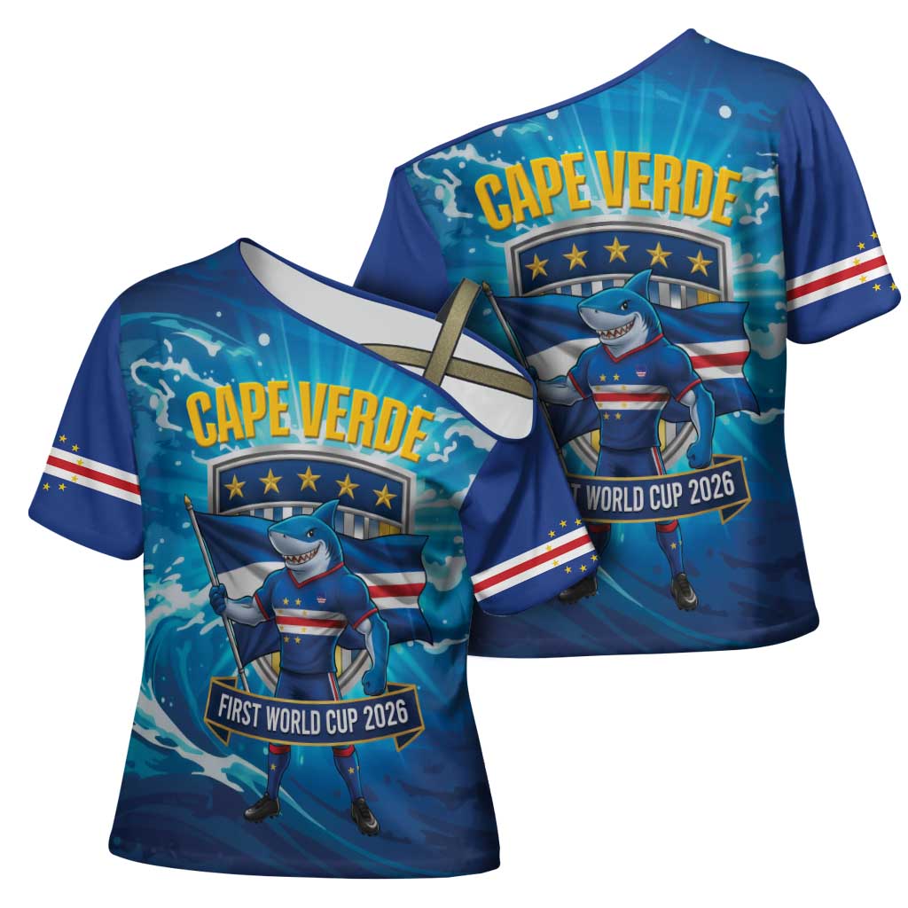 Blue Shark Cape Verde Football Cross Shoulder Shirt First World Cup 2026 - Wonder Print Shop