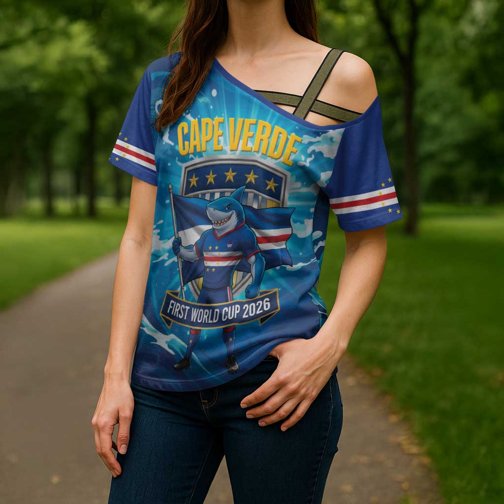 Blue Shark Cape Verde Football Cross Shoulder Shirt First World Cup 2026 - Wonder Print Shop