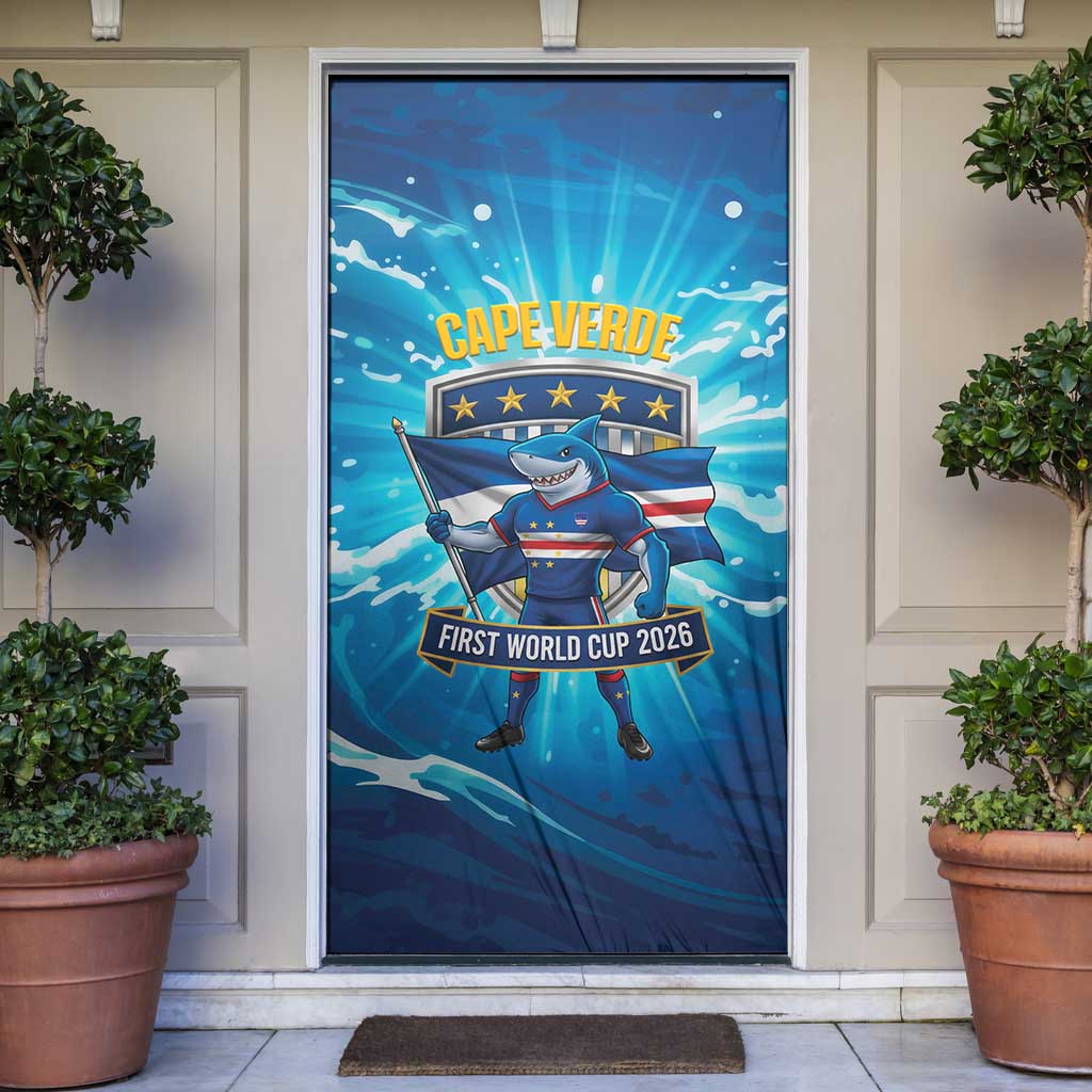 Blue Shark Cape Verde Football Door Cover First World Cup 2026 - Wonder Print Shop