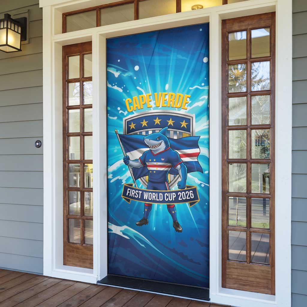 Blue Shark Cape Verde Football Door Cover First World Cup 2026 - Wonder Print Shop
