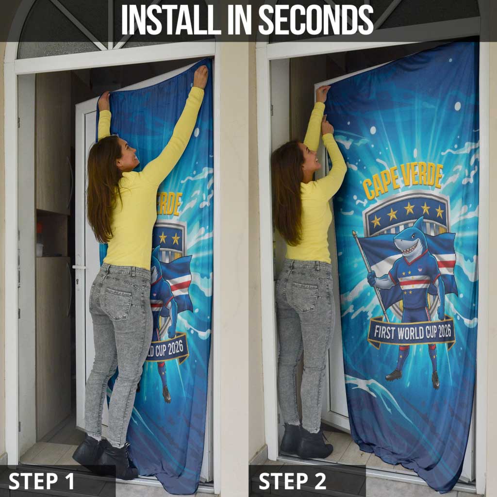 Blue Shark Cape Verde Football Door Cover First World Cup 2026 - Wonder Print Shop