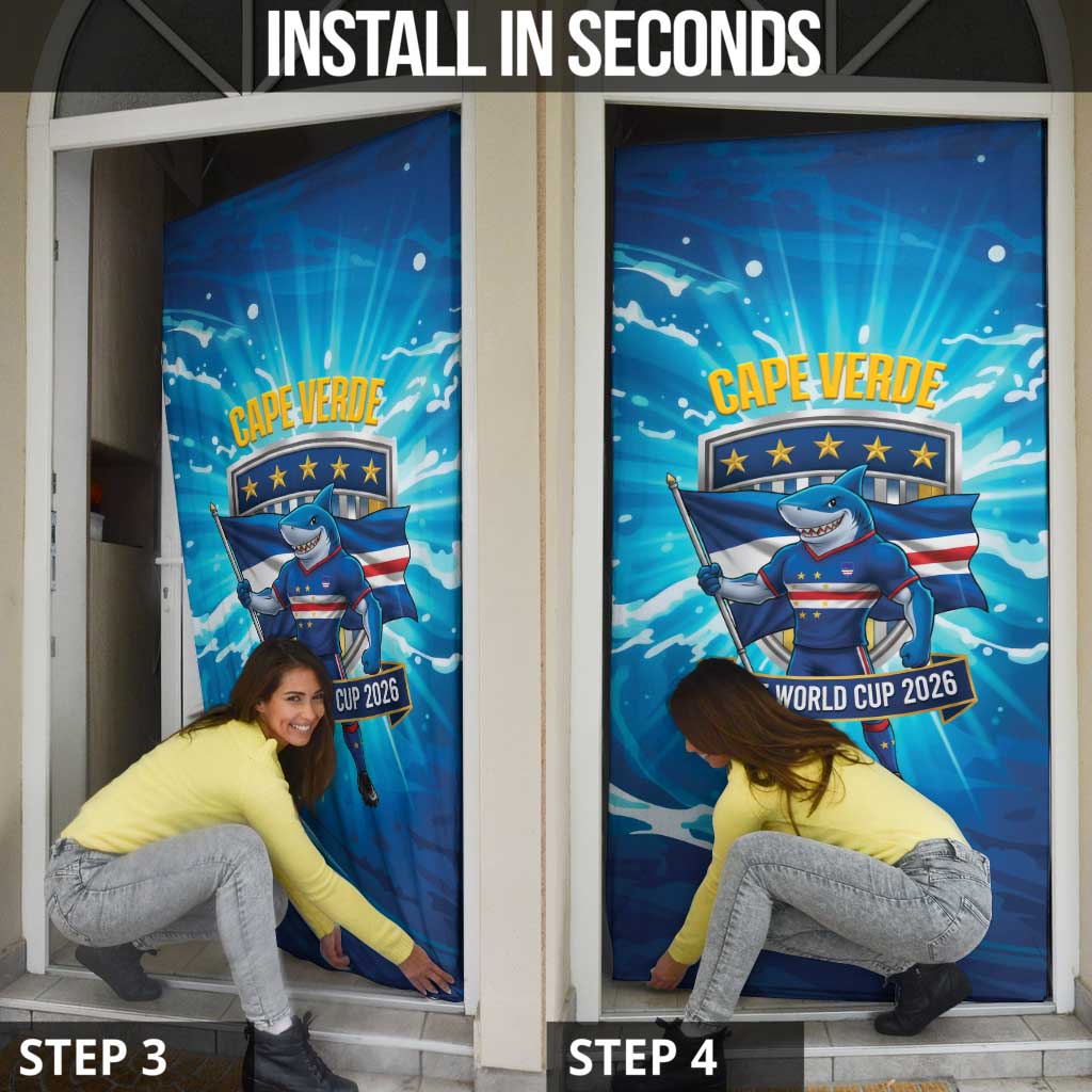 Blue Shark Cape Verde Football Door Cover First World Cup 2026 - Wonder Print Shop