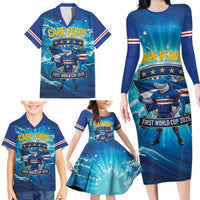 Blue Shark Cape Verde Football Family Matching Long Sleeve Bodycon Dress and Hawaiian Shirt First World Cup 2026 - Wonder Print Shop