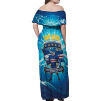 Blue Shark Cape Verde Football Family Matching Off Shoulder Maxi Dress and Hawaiian Shirt First World Cup 2026 - Wonder Print Shop
