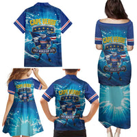 Blue Shark Cape Verde Football Family Matching Puletasi and Hawaiian Shirt First World Cup 2026 - Wonder Print Shop