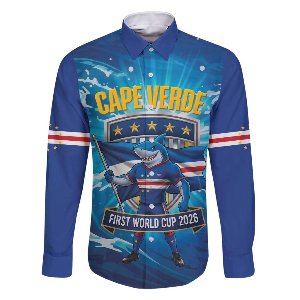 Blue Shark Cape Verde Football Family Matching Short Sleeve Bodycon Dress and Hawaiian Shirt First World Cup 2026 - Wonder Print Shop