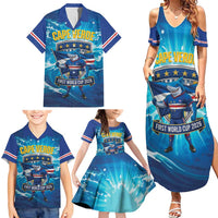 Blue Shark Cape Verde Football Family Matching Summer Maxi Dress and Hawaiian Shirt First World Cup 2026 - Wonder Print Shop
