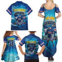 Blue Shark Cape Verde Football Family Matching Summer Maxi Dress and Hawaiian Shirt First World Cup 2026 - Wonder Print Shop