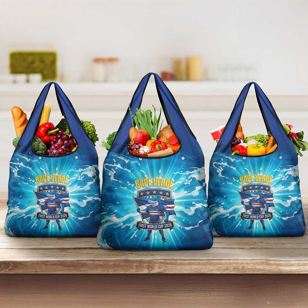 Blue Shark Cape Verde Football Grocery Bag First World Cup 2026 - Wonder Print Shop
