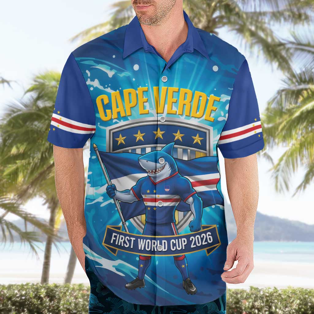 Blue Shark Cape Verde Football Hawaiian Shirt First World Cup 2026 - Wonder Print Shop