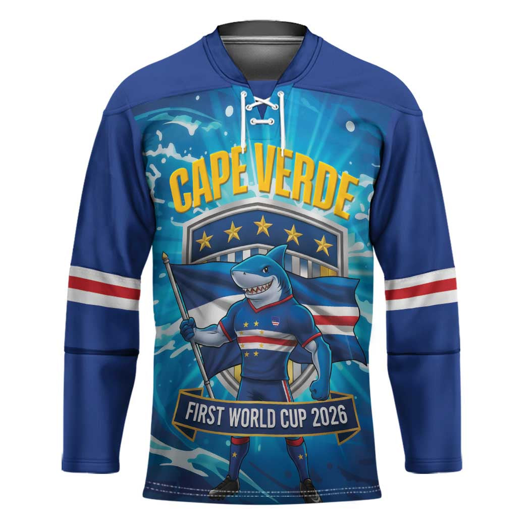 Blue Shark Cape Verde Football Hockey Jersey First World Cup 2026 - Wonder Print Shop