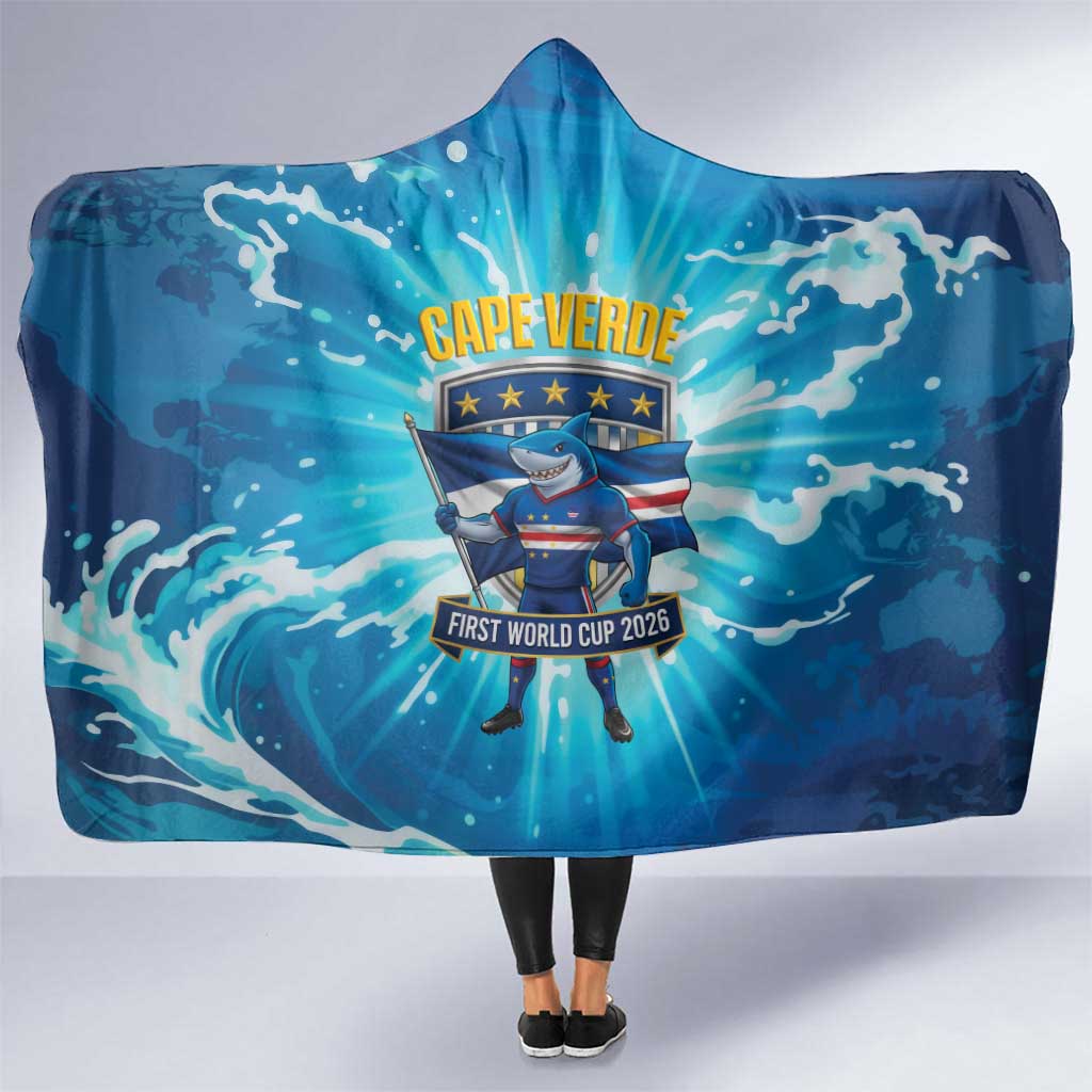 Blue Shark Cape Verde Football Hooded Blanket First World Cup 2026 - Wonder Print Shop