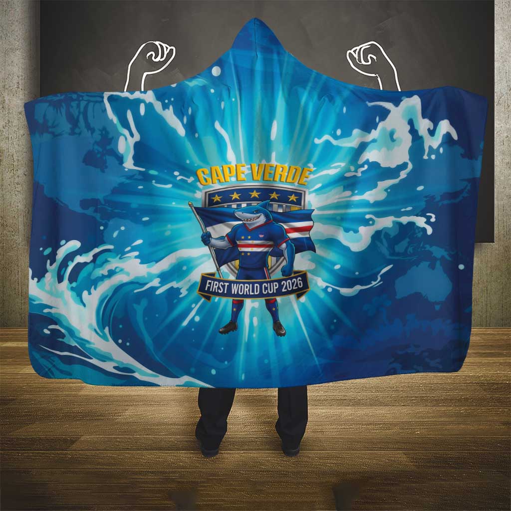 Blue Shark Cape Verde Football Hooded Blanket First World Cup 2026 - Wonder Print Shop