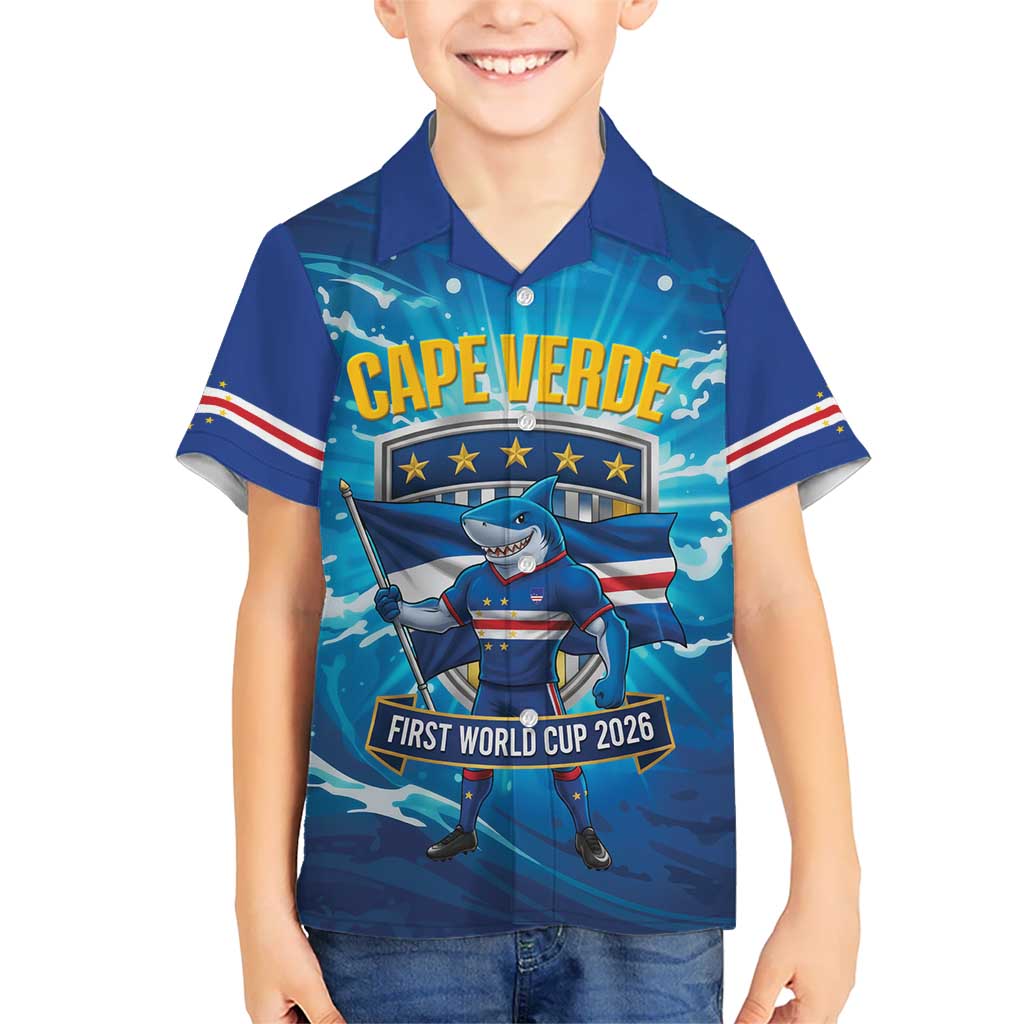Blue Shark Cape Verde Football Kid Hawaiian Shirt First World Cup 2026 - Wonder Print Shop