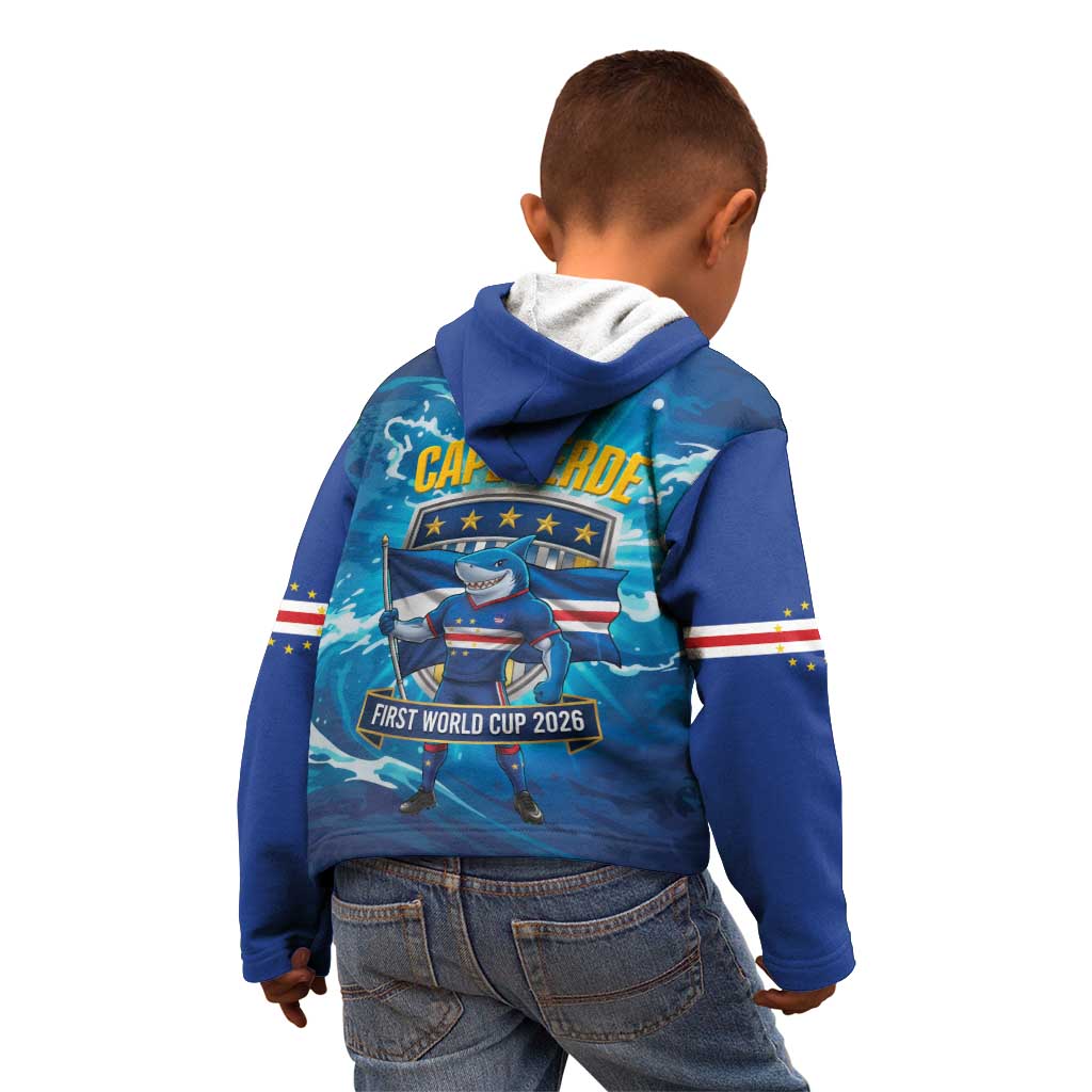 Blue Shark Cape Verde Football Kid Hoodie First World Cup 2026 - Wonder Print Shop