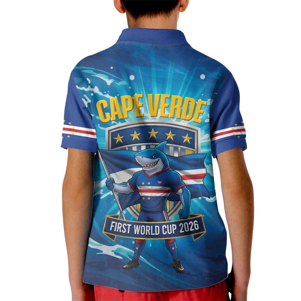 Blue Shark Cape Verde Football Kid Polo Shirt First World Cup 2026 - Wonder Print Shop