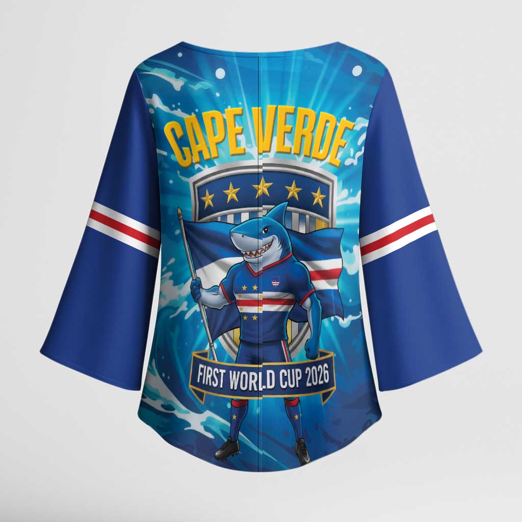 Blue Shark Cape Verde Football Kimono Sleeve Blouse First World Cup 2026 - Wonder Print Shop