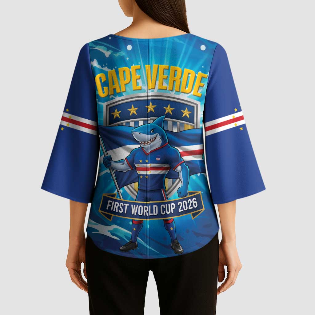 Blue Shark Cape Verde Football Kimono Sleeve Blouse First World Cup 2026 - Wonder Print Shop
