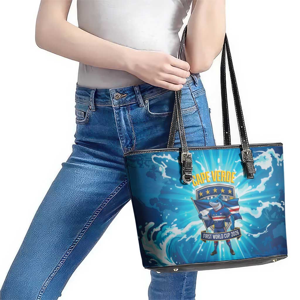 Blue Shark Cape Verde Football Leather Tote Bag First World Cup 2026 - Wonder Print Shop